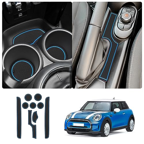 LUWU for 2025 2024 Mini Cooper F56 Center Console Liners Mats 20152025 Mini Cooper F56 Cup Holder Inserts Mat Mini Cooper Door Slot Mats Console Liner Trim Mats 2025 2024 Mini Cooper Accessories 9PCS